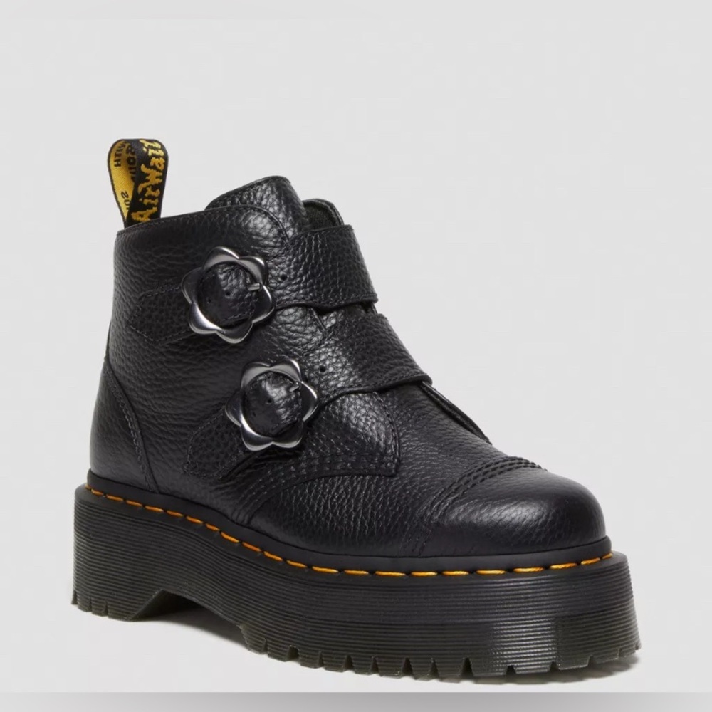 Dr. Martens Black Ankle Boots with Silver Buckles